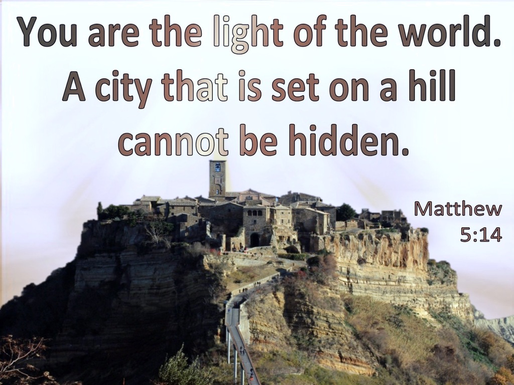 Matthew 5:14 You Are The Light Of The World A City Set On A Hill Cannot Be Hid (blue)